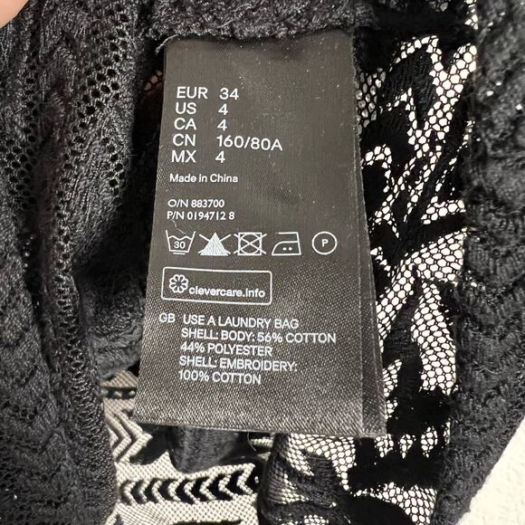 Isabel Marant x H&M Black Embroidered Lace Sheer Mesh Long Sleeve Tunic Top 4 - Picture 6 of 7